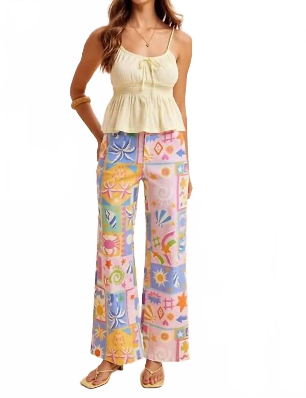 NEW ANNIEWEAR summer patchwork wide leg jeans in pink